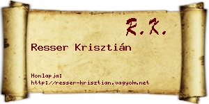 Resser Krisztián névjegykártya